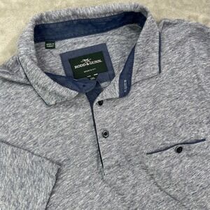 Rodd & Gunn Polo Shirt Mens 2XL Blue Marl Cotton Linen Blend Sports Fit Preppy